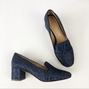 Banana Republic Heeled Deep Blue Leopard Mule 6.5